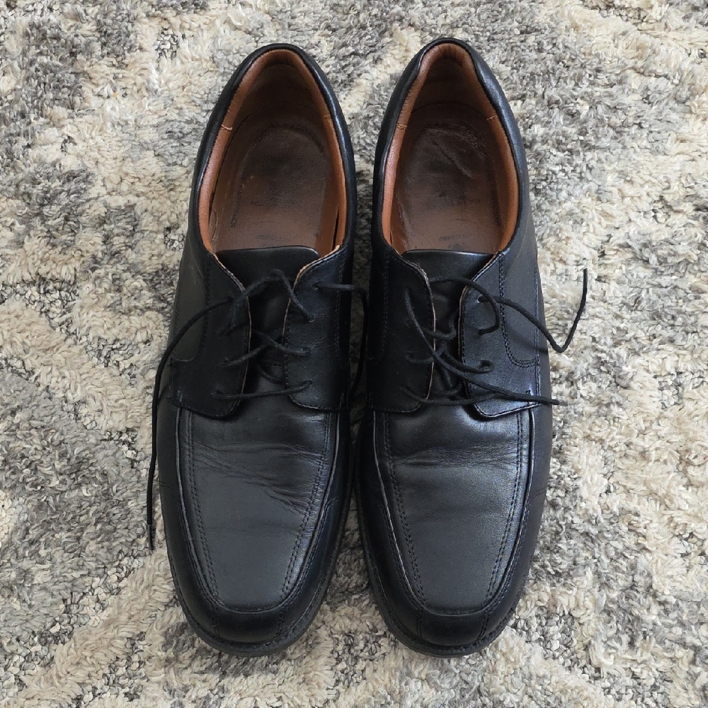 Johnston & Murphy Black Leather Oxfords Wide Width